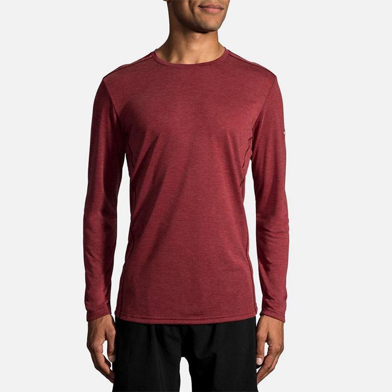 Brooks Distance Long Sleeve Running Shirt - Men's - Red (04725-GTZR)